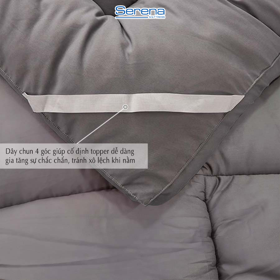 Nệm topper dầy 10cm bông gòn microfiber SERENA cao cấp - tấm chăn lót đệm niệm topper toper nệm bông gòn trải sàn giường 1 người ngủ khách sạn dày 1m2 1m4 1m6 1m8 chính hãng