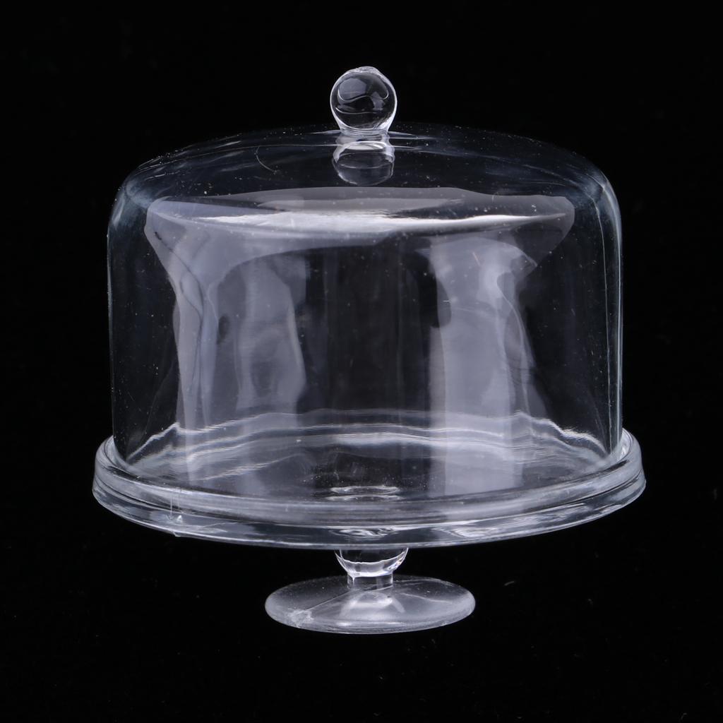 1:12 Mini Acrylic Cake Display Plate with Cover Creative Decoration for Wedding Birthday Party Serving Trays #1