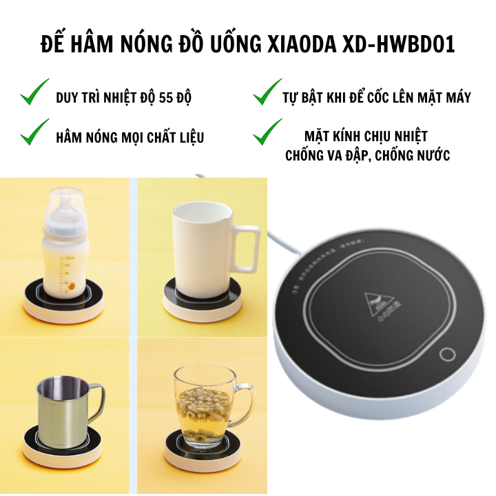 Đế hâm nóng đồ uống Sothing Xiaoda XD-HWBD01 công suất 15w, hâm nóng mọi chất liệu, duy trì ở nhiệt độ 55 độ- Hàng chính hãng