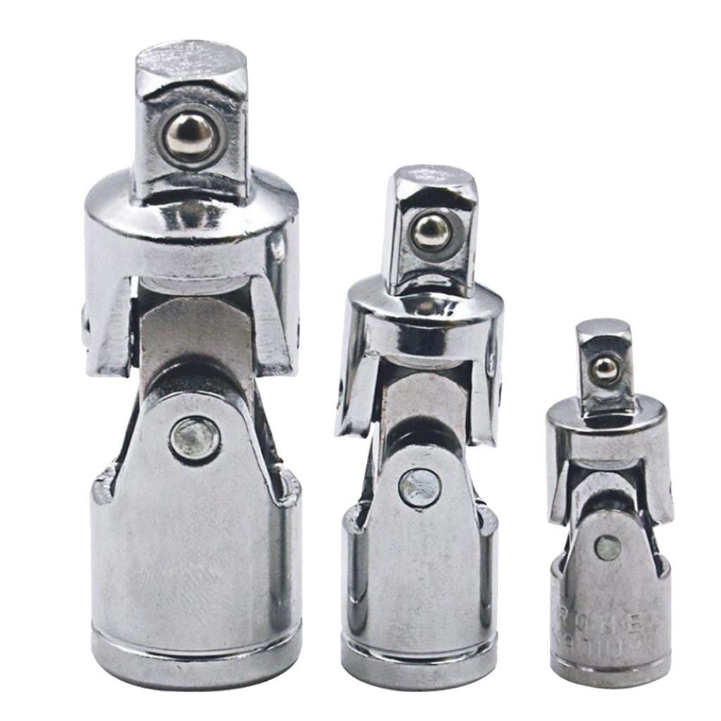 Universal Joint Set 4 Square Drive Ratchet Sockets Adapters 1/4" 3/8" 1/2"