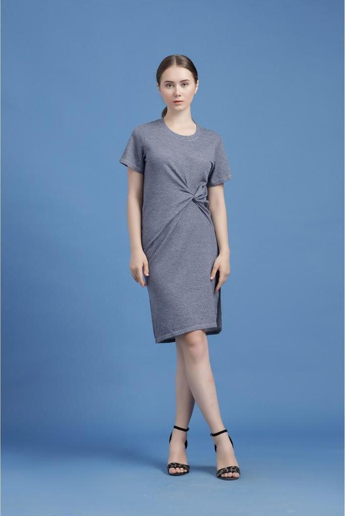 Đầm thun suông dài nữ Callia Knoti Polka tay ngắn cổ tròn