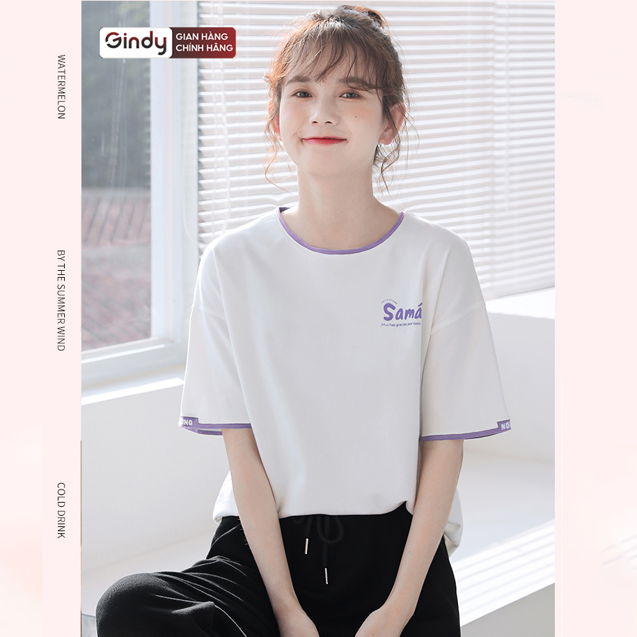 Áo thun tay lỡ form rộng nữ unisex vải 100% cotton phông basic thoáng mát local brand GINDY A006