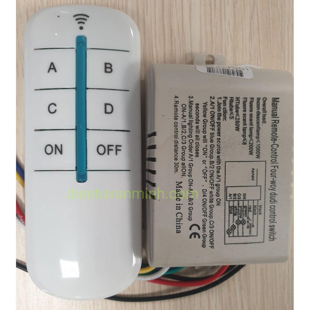 Bộ điều khiển thiết bị từ xa - RF 315MHz - 4 kênh - 1000W-Tặng giá Remote