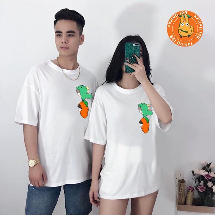 Áo Thun Tay Lỡ Nam Nữ '' Khủng Long - Cà Rốt '' Bối Unisex