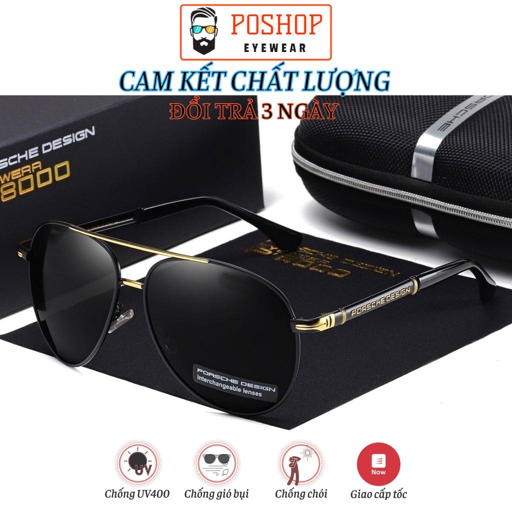 Kính mát nam POSHOP tròng phân cưc polaroid uv400 chóng chói gọng phi công cổ điển thời trang dễ đeo PO8738
