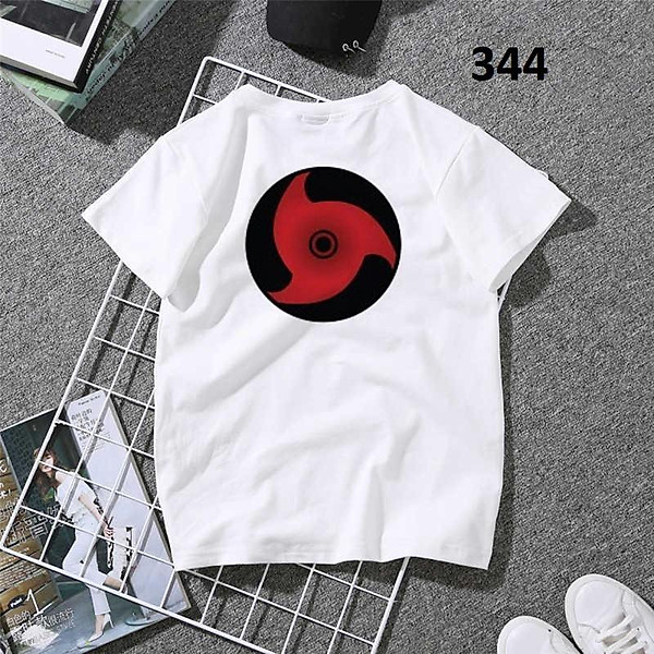 Áo thun trắng Logo mắt Sharingan Naka, Áo thun trắng trẻ trung năng động Unisex Nam Nữ