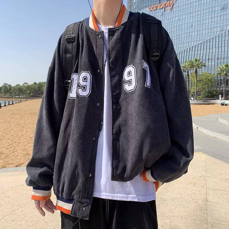 Áo Jacket Bombers 1997/ Áo Khoác KAKI Bomber Nhung Gân 1997 Áo Đẹp Như Ảnh Form rộng Unisex Nam Nữ Couple