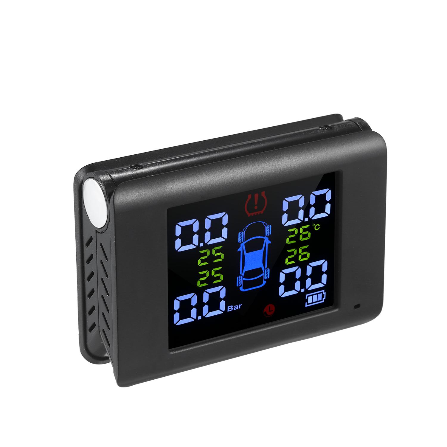 Tire Pressure Monitoring System Solar Charge 7 Alarm Modes Full-Color Screen Foldable Design with 4 External Tmps Sensor