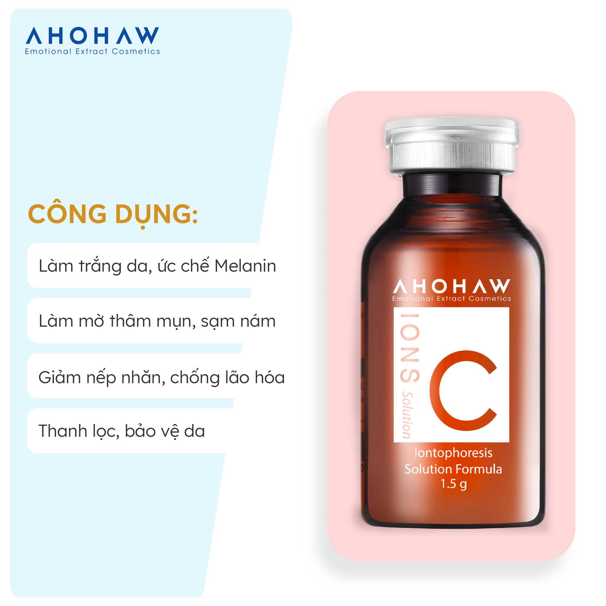 Hộp 20 Chai Bột Vitamin C Cao Cấp Ahohaw Ion C Solution - Hàng Chính Hãng