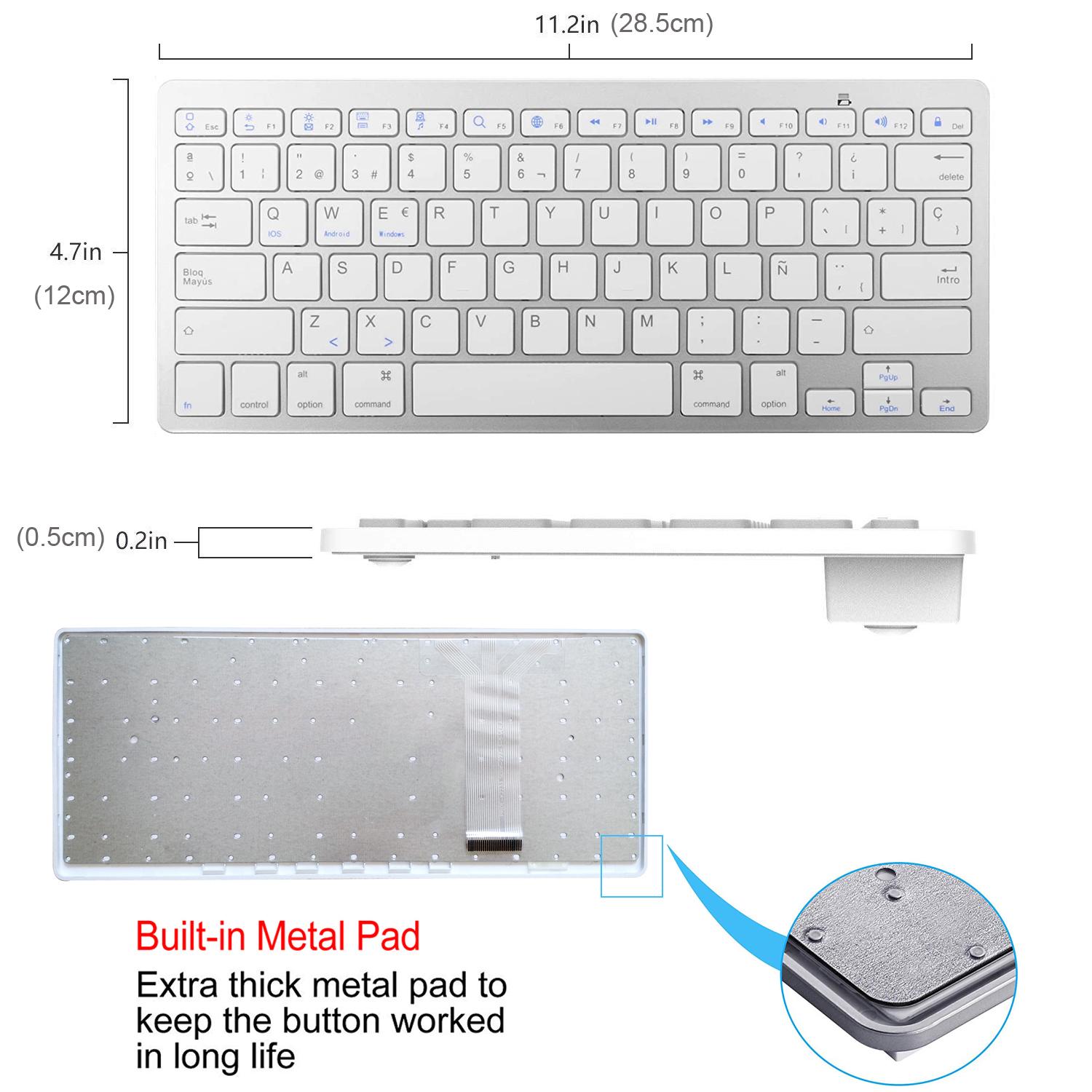 Tây Ban Nha Teclado Bàn Phím Bluetooth Không Dây Tây Ban Nha Bàn Phím Cho Mạc iPad iPhone IOS Android Windows Smart Tivi