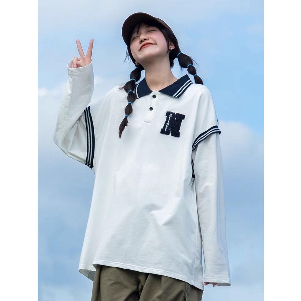 Áo polo dài tay MEANSTORE phông Unisex nam nữ tee oversize form rộng pull Ulzzang Hàn Quốc vải mềm