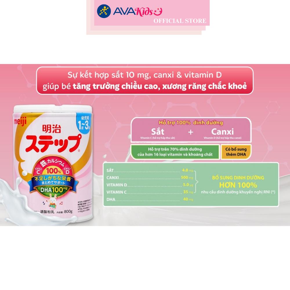 Sữa bột nội địa Nhật Meiji Step Milk có muỗng 800g (1 - 3 tuổi) - Hàng chính hãng