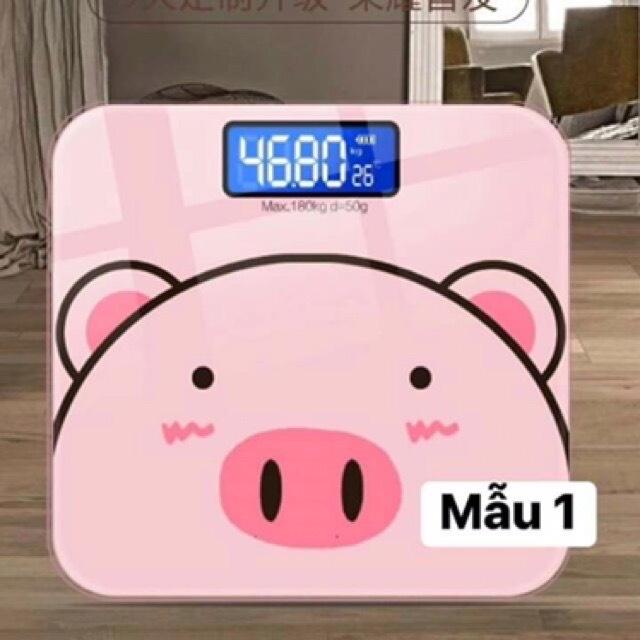 Cân ĐIện Tử Cân Sức Khỏe Khối Lượng Từ 0,5kg Đến 180kg Thay Pin AAA Hình Lợn Hồng