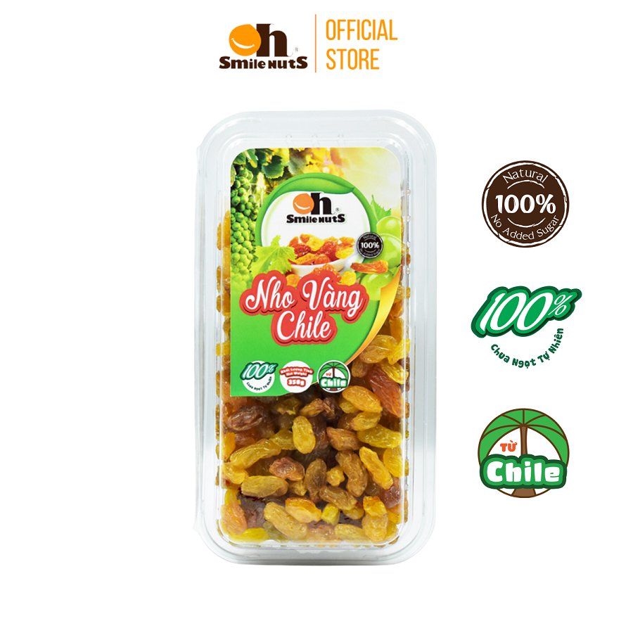 Nho Khô Vàng Smilenuts Hộp nhựa 350g - Nhập khẩu từ Chile