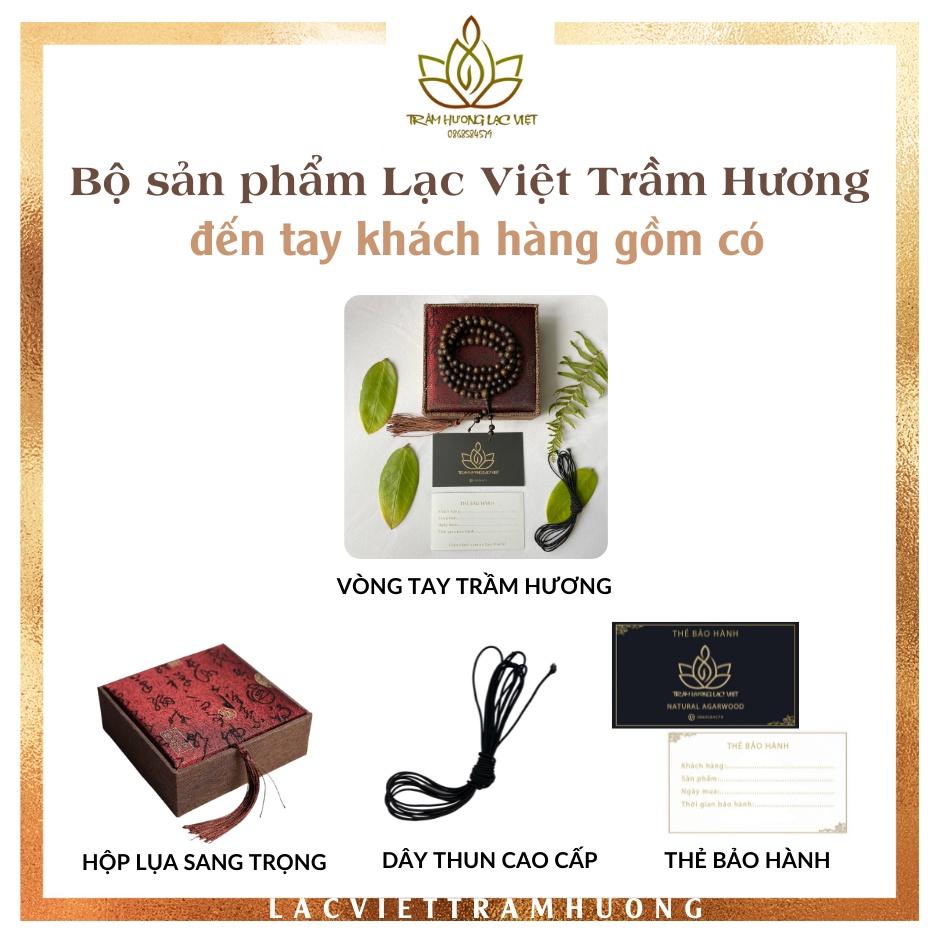 Vòng Tay Trầm Hương 108 Hạt Sánh Chìm Mix Charm Hoa Sen Vàng Phú Quý và Bánh Xe Pháp Luân Vàng - Lạc Việt Trầm Hương