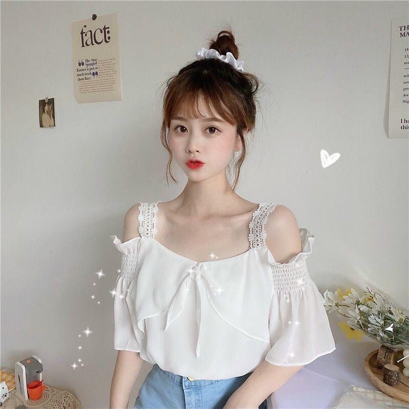 Áo kiểu nữ phối ren trễ vai