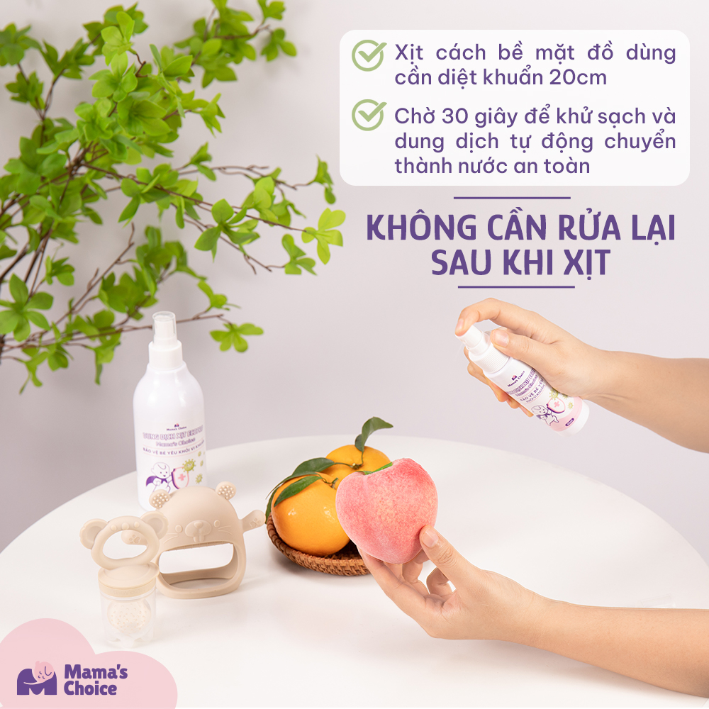 Xịt Khử Khuẩn EcoPro Mama's Choice, Xịt Khuẩn Đồ Dùng Cho Bé, Bình Sữa Núm Ti Giả, Bảo Vệ Bé Yêu An Toàn