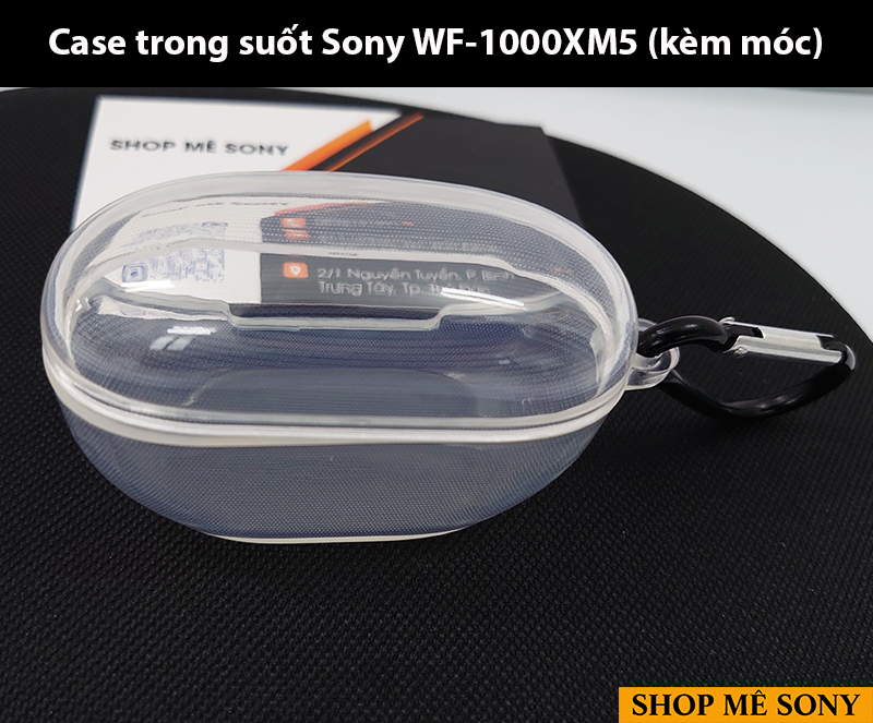 Case ốp trong suốt tai nghe WF-1000XM5 kèm móc