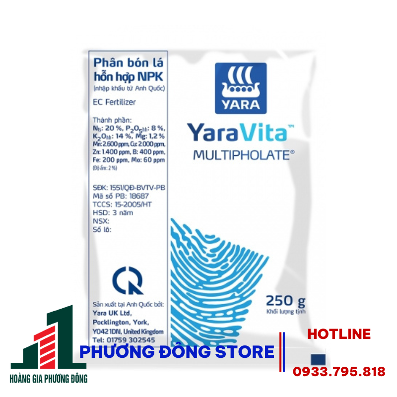 Phân bón lá hỗn hợp NPK Multipholate bổ sung đa vi lượng, 250g