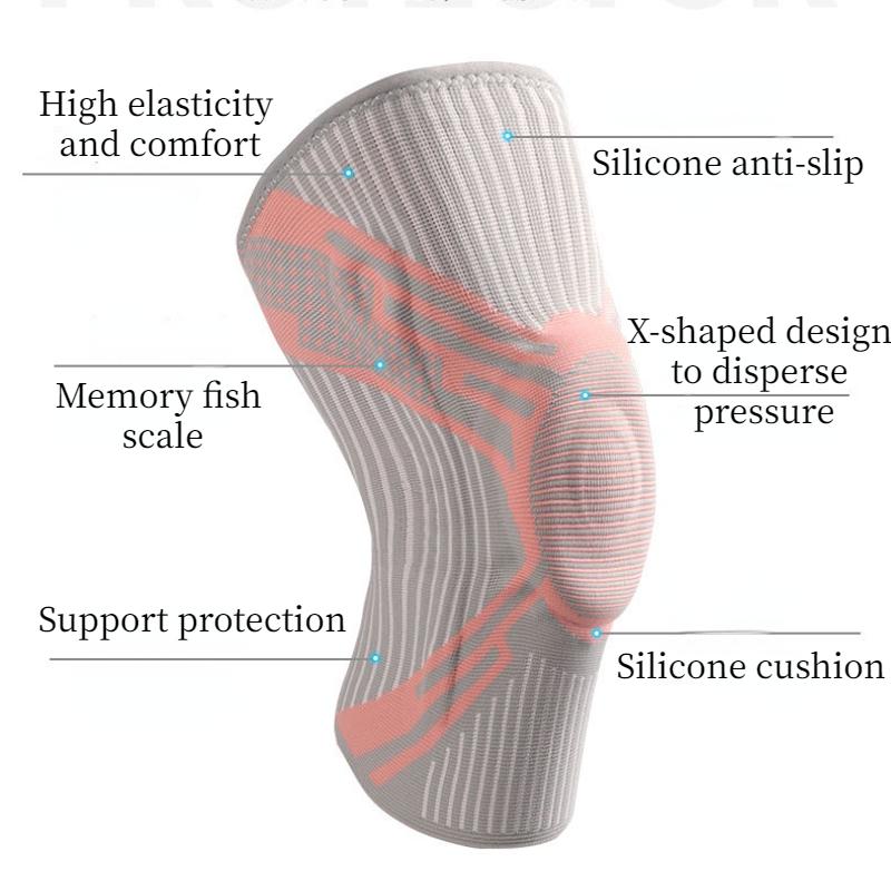 Nẹp đầu gối dây đeo đầu gối hỗ trợ silicone đầy đủ mạnh mẽ sụn bảo vệ nén chạy bóng rổ thể thao miếng đệm đầu gối Color: Light Blue