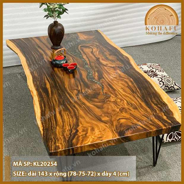 [XẢ KHO] Bàn Ngồi Bệt 1.4m Gỗ Me Tây Nguyên Tấm Tự Nhiên - Hàng Sẵn Y Hình