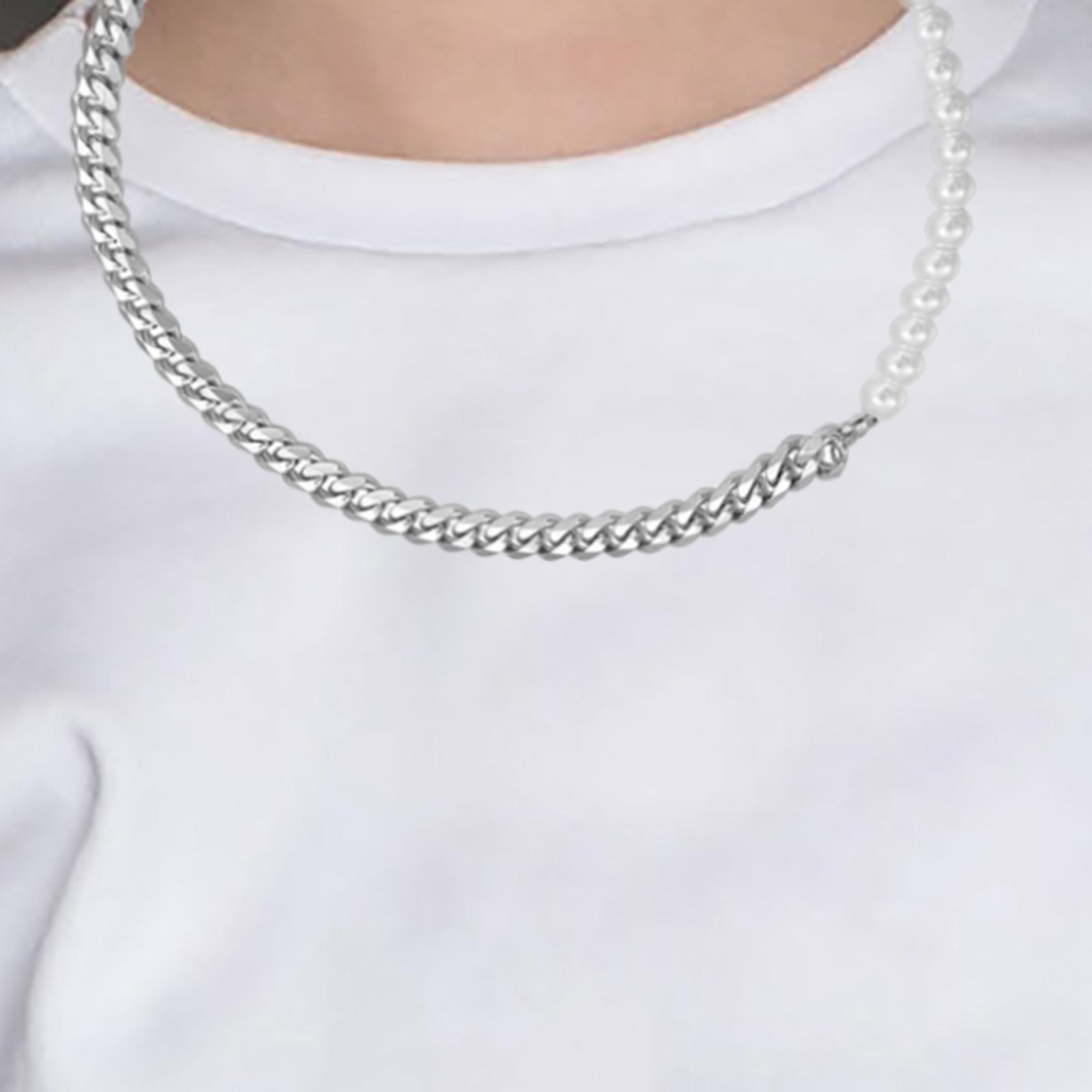 Stainless Steel Half Pearl Half Chain Necklace/Bracelet  Adjustable Size Easy to Match