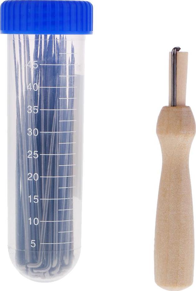 60 Chiếc 3 Size Nỉ Kim Len Cảm Thấy Dụng Cụ Với 1 Cái Rõ Ràng Chai Và 1 Chiếc Tay Cầm Bằng Gỗ