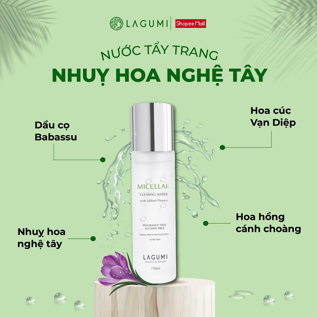 Bộ chăm sóc da 2 bước nước tẩy trang và sữa rửa mặt Lagumi cho da dầu mụn khô nhạy cảm 300gr