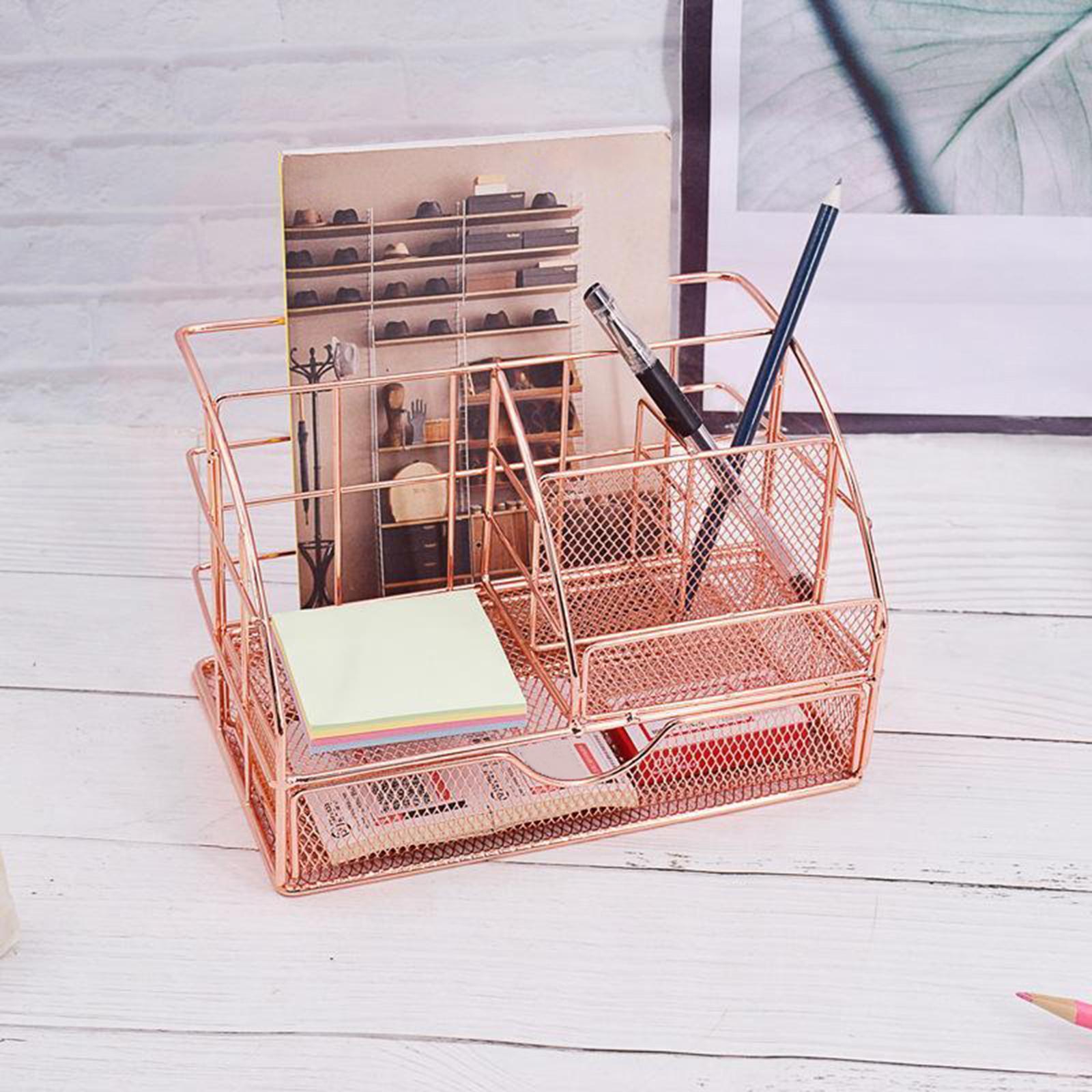 Makeup Brush Holder Organizer Mesh 5 Slot Iron Cosmetic Brushes Pen Storage Case