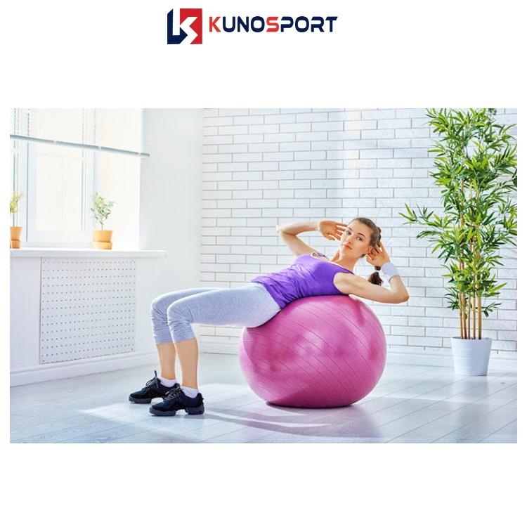 Bóng tập yoga KUNOSPORT loại dày kích thước 65cm bóng tập yoga pilates 900g tặng bộ bơm bóng