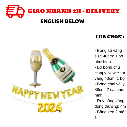 Bộ bong bóng trang trí tiệc năm mới Happy New Year cbhp07