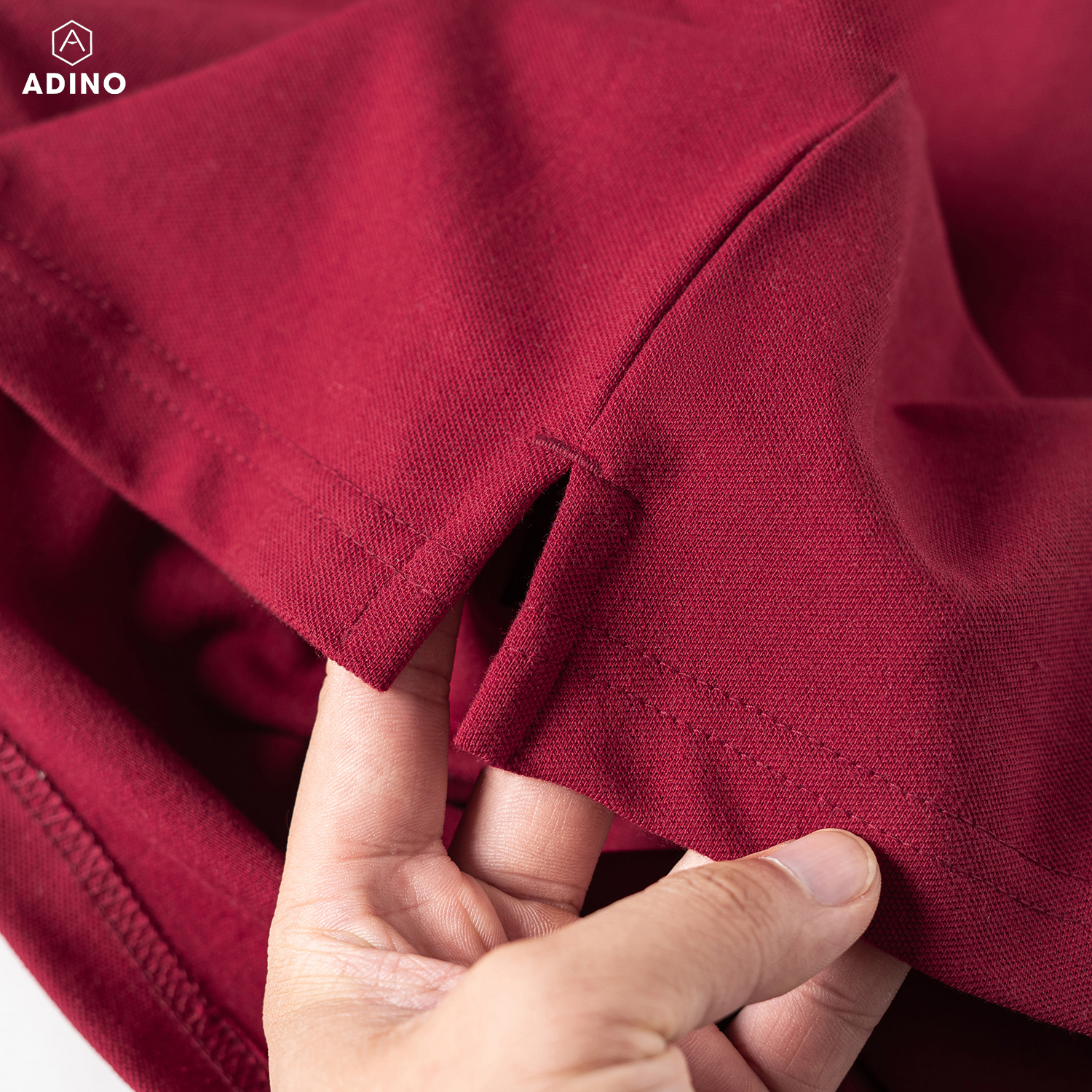 Hình ảnh Áo polo nữ màu đỏ đô phối viền chìm ADINO vải cotton polyester mềm dáng slimfit công sở hơi ôm trẻ trung APN03