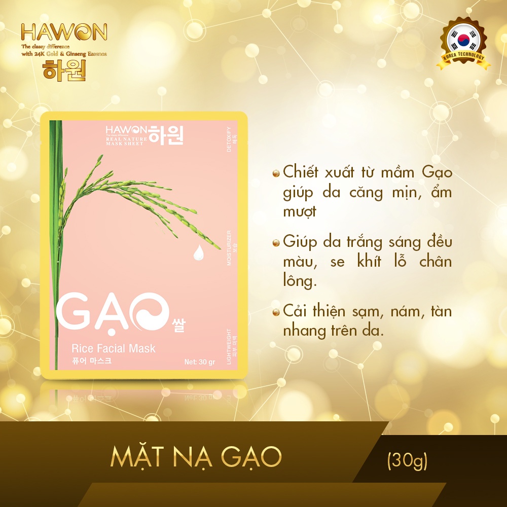 Mặt Nạ Gạo Tinh Khiết Dưỡng Trắng Thải Độc Cho Làn Da Căng Mọng HAWON - 30g