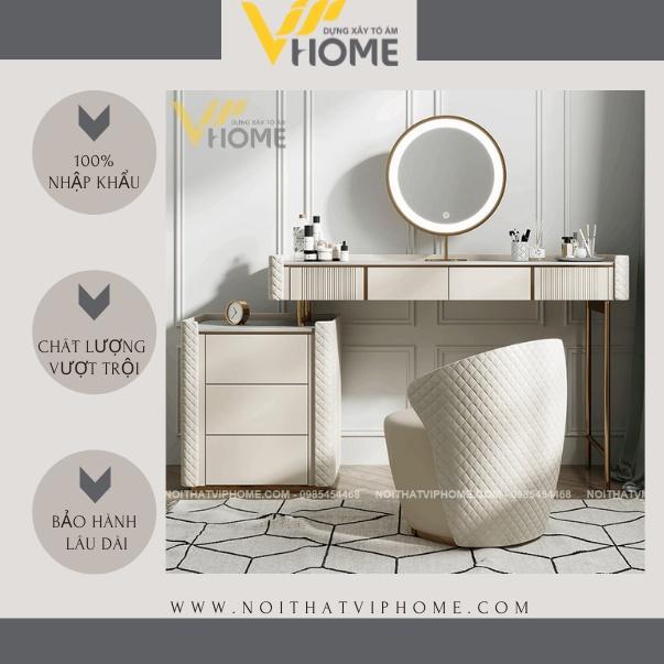 Bàn trang điểm, bàn phấn kèm gương tích hợp đèn LED kèm nút cảm ứng thông minh và ngăn kéo để đồ tện lợi BTD-8031