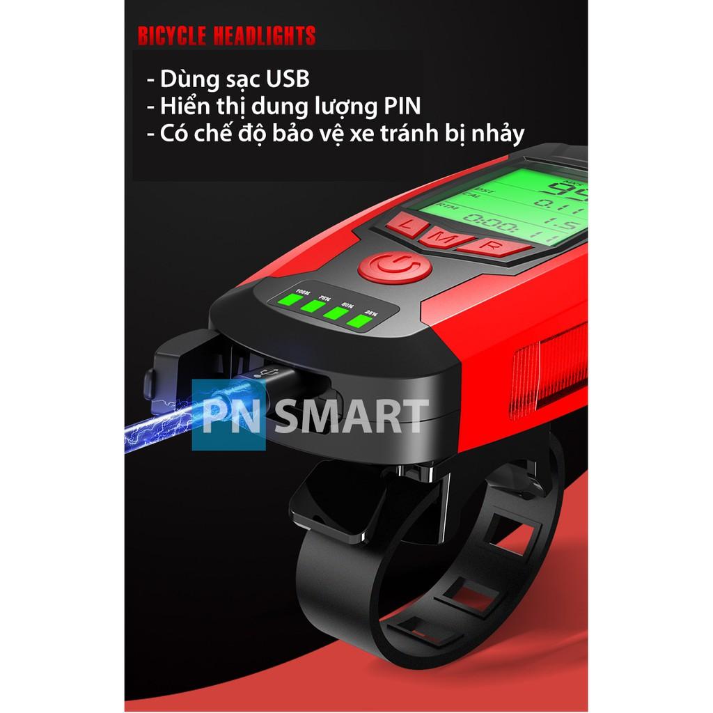 Đèn xe đạp siêu sáng đa năng có Đồng hồ đo tốc độ và Còi cao cấp