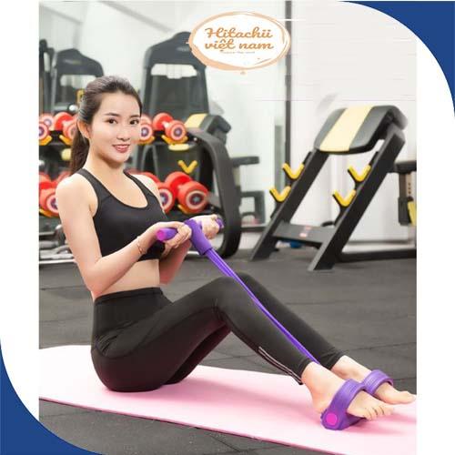 Dây Tập Bụng - Dây Kéo Đàn Hồi Kháng Lực 4 Ống Cao Su Đa Năng Tập Bụng, Thể Dục, Tập Gym Tại Nhà DK01