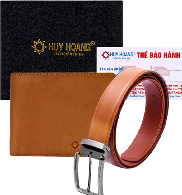Bộ Ví &amp; Thắt lưng Nam Da Bò Huy Hoàng HT2101-HT4128 (23 x 11,5 cm) - Da