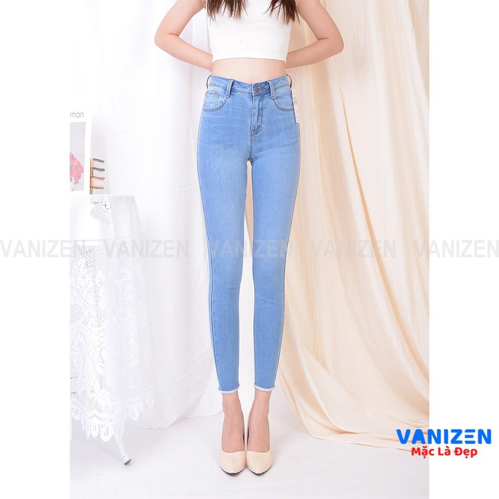 Quần jean nữ lưng cao siêu co giãn VANIZEN SHOP️ Quần bò cạp cao basic skinny mã 465