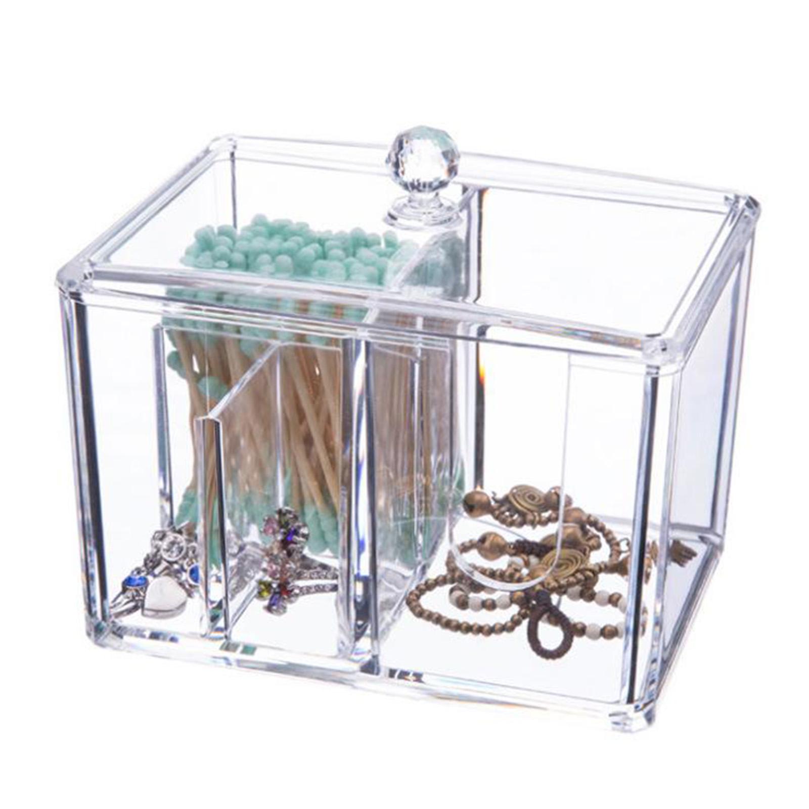 4-Grid Cotton Pads Swab Holder Container Case with Lid Easy to use