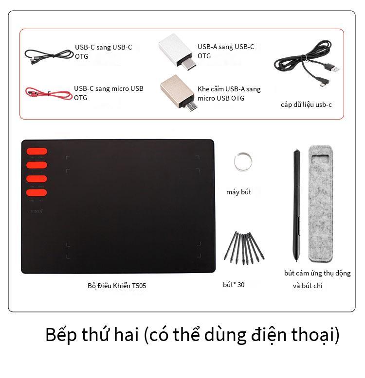 Lớp học trực tuyến phong cách mới nhất T505 Bảng kỹ thuật số VINSA Wencai bảng vẽ tay bảng vẽ máy tính cấp độ 8192 có thể được kết nối với điện thoại di động Android