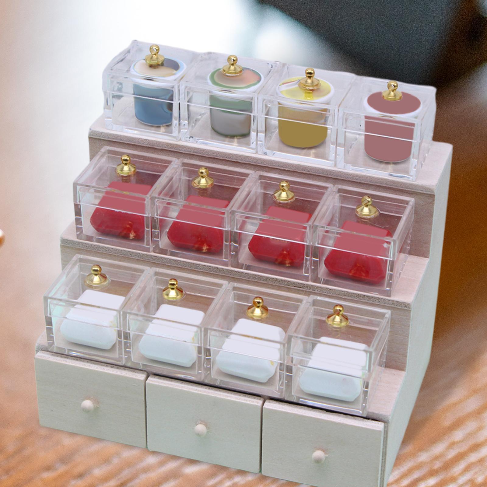 1/12 Doll House Miniature Statue Decoration Jewelry Box Dollhouse DIY Craft Decoration Accessories Miniature Doll Display Case for Handcraft