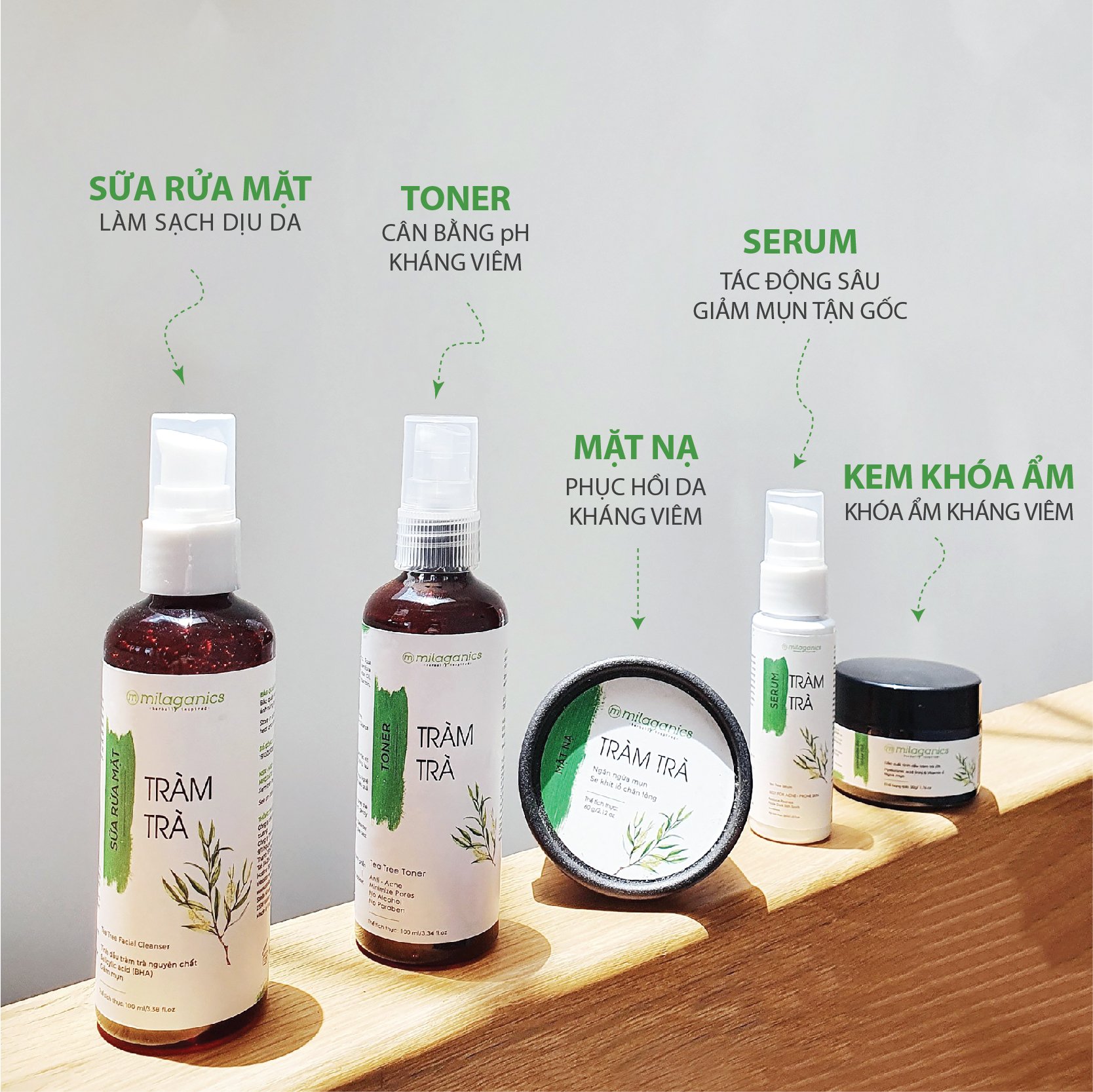 Serum Tràm Trà Ngăn Ngừa &amp; Làm Khô Vết Nhân Mụn, Giảm Viêm Từ Tinh Dầu Tràm Trà Nguyên Chất MILAGANICS 30ml (Chai)