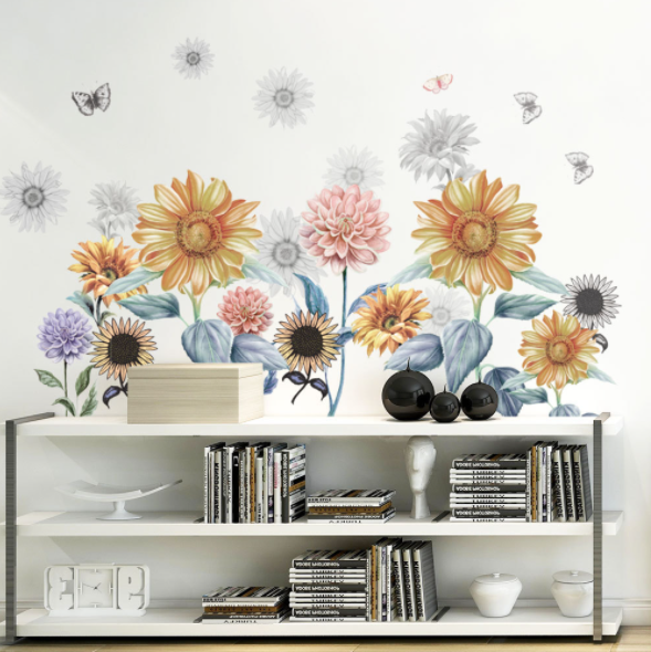 Decal trang trí tường - Những bông hoa xinh xắn sắc nét