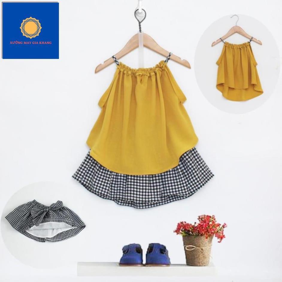 Set Áo + váy caro thời trang, sành điệu cho bé gái - Xưởng may - Gia Khang.