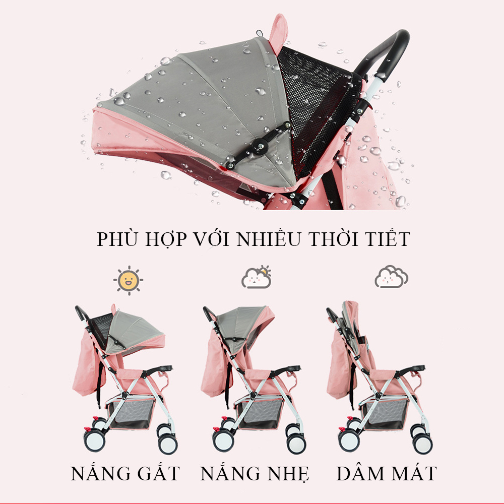 Xe nôi cho bé phiên bản cao cấp, xe đẩy cho bé 2 chiều 3 tư thế, có đệm lưới thoáng mát, thiết kế tiện lợi gấp gọn dễ dàng