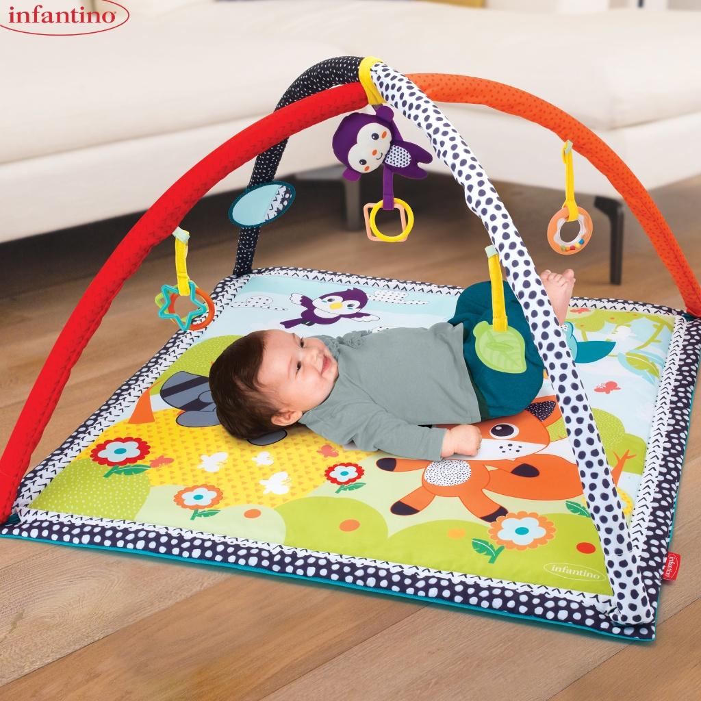 Thảm Chơi Cho Bé Sơ Sinh INFANTINO - Đồ Chơi Safari Gym Vận Động 4 Giác Quan Size To