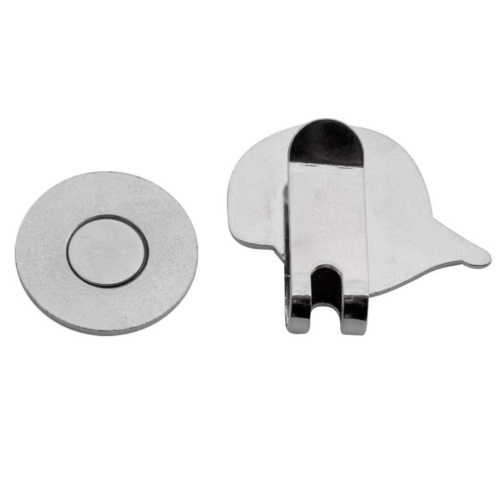 2xGolf Pattern Alloy Golf Hat Clip with Magnetic Ball Marker Black