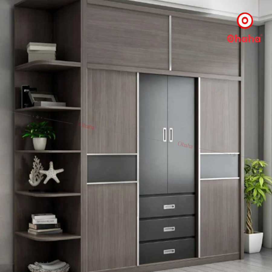 Tủ quần áo gỗ MDF lõi xanh chống ẩm cao cấp thiết kế thông minh tiện lợi với nhiều cánh và ngăn chứa hiện đại - Màu sắc có thể đổi theo yêu cầu thương hiệu Ohaha - HĐ015