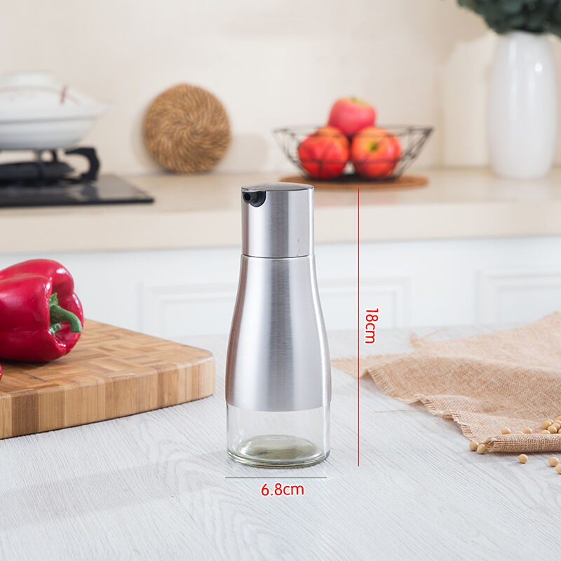 Chai rót nước mắm thủy tinh bọc inox 320ml VANDO phụ kiện nhà bếp