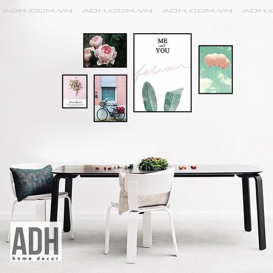 Tranh treo tường bộ 5 hoa lá ADH191031